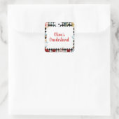 "Don't Be Late" Alice in ONEderland First Birthday Quadratischer Aufkleber (Tasche)