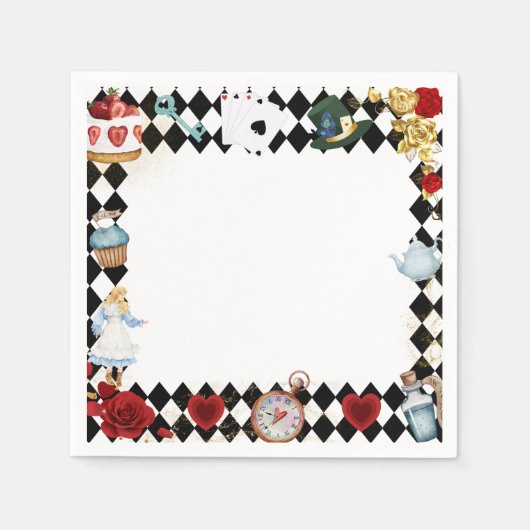 "Don't Be Late" Alice in ONEderland First Birthday Serviette (Vorderseite)