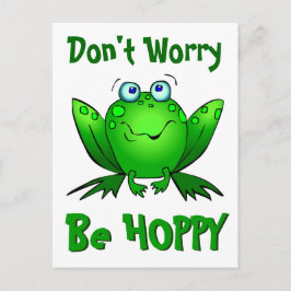 Dont beunry sein Hoppy Niedlich Green Frog w Blue  Postkarte