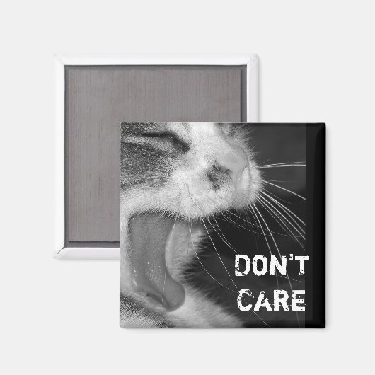 "Don't Care" Crabby Cat Yawing Magnet (Vorderseite/Rückseite)