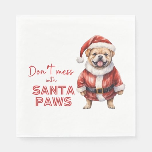 'Don't chess with Santa Paws' niedlicher Hundelieb Serviette (Vorderseite)