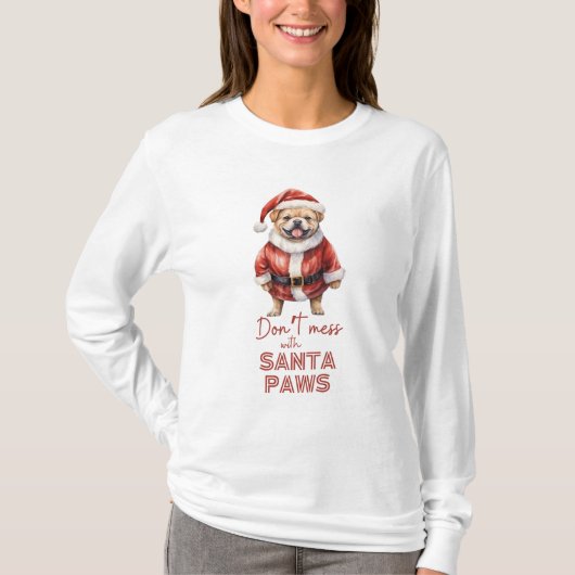 'Don't chess with Santa Paws' niedlicher Hundelieb T-Shirt (Vorderseite)