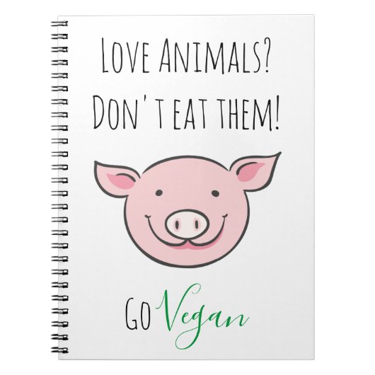 Don't eat them Vegan with cute cartoon farm animal Notizblock (Vorderseite)