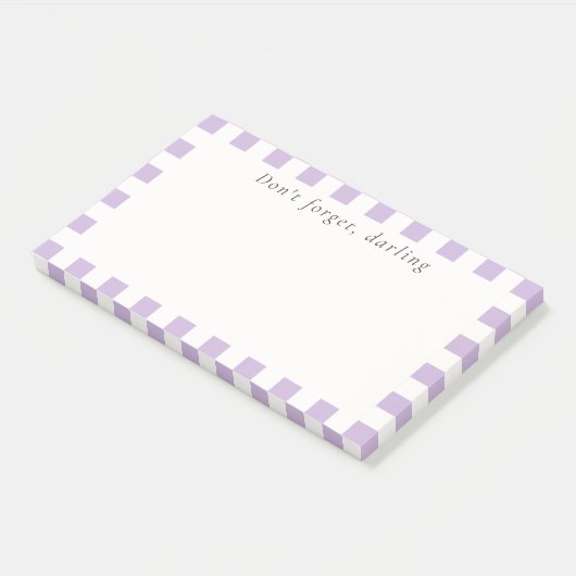 Don't Forget Darling | Cute Lavender Check Post-it Klebezettel (angewinkelt)