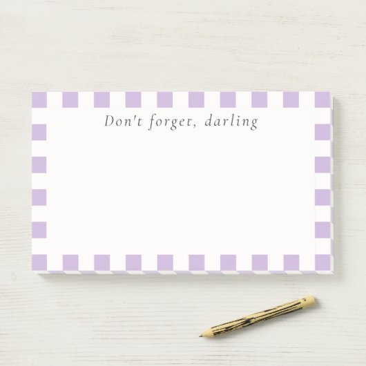 Don't Forget Darling | Cute Lavender Check Post-it Klebezettel (Auf Schreibtisch)