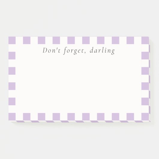 Don't Forget Darling | Cute Lavender Check Post-it Klebezettel (Vorderseite)