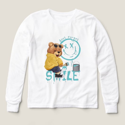 "Don't Forget to Smile" Artist Bear Long-Sleeve Sh (Design Vorderseite)