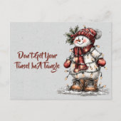 Don't Get Your Tinsel In A Tangle Snowman Postkarte (Vorderseite)