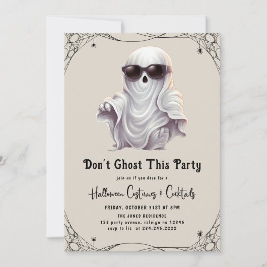 Dont Ghost Dieses Party Erwachsene Halloween-Party Einladung (Vorderseite)