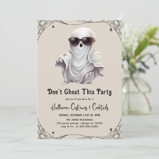 Dont Ghost Dieses Party Erwachsene Halloween-Party Einladung (Stehend Vorderseite)