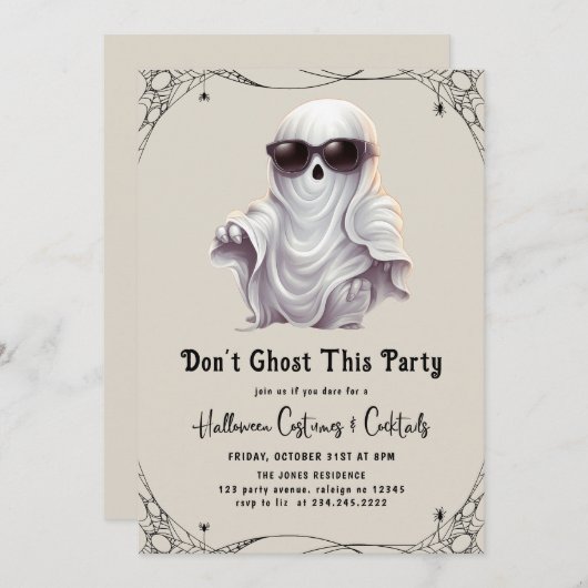 Dont Ghost Dieses Party Erwachsene Halloween-Party Einladung (Vorne/Hinten)