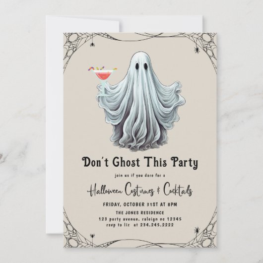 Dont Ghost Dieses Party Erwachsene Halloween-Party Einladung (Vorderseite)