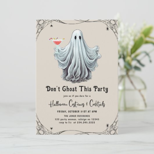 Dont Ghost Dieses Party Erwachsene Halloween-Party Einladung (Stehend Vorderseite)