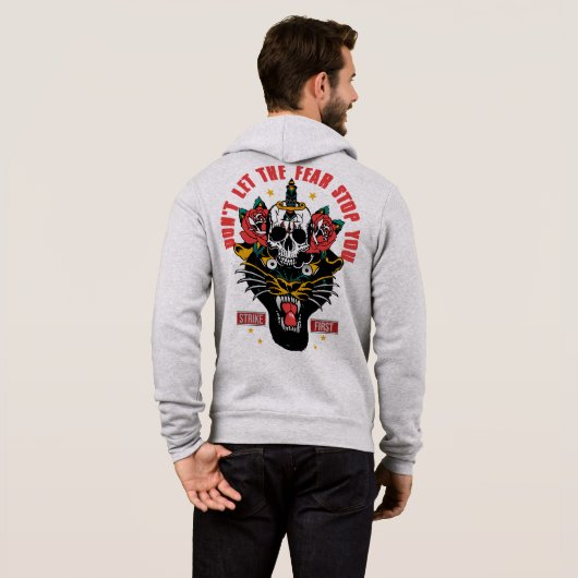 Don't let fear stop you panther tattoo old school hoodie (Schwarz voll)