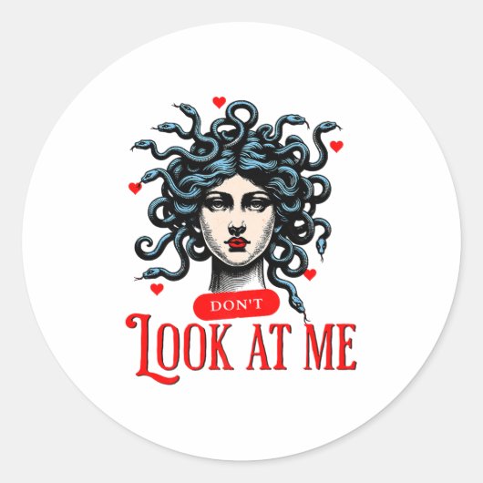 Don't Look At Me Medusa Snake Woman Funny Quote Gi Runder Aufkleber (Vorderseite)