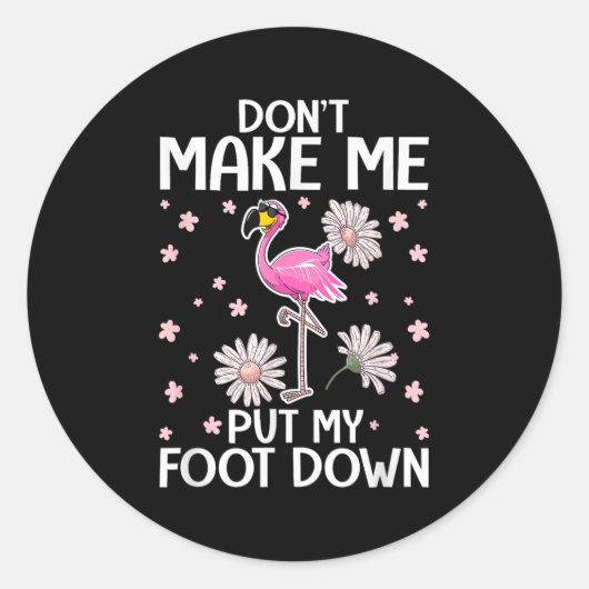 Don't Make Me Put My Foot Down Funny Flamingo Love Runder Aufkleber (Vorderseite)
