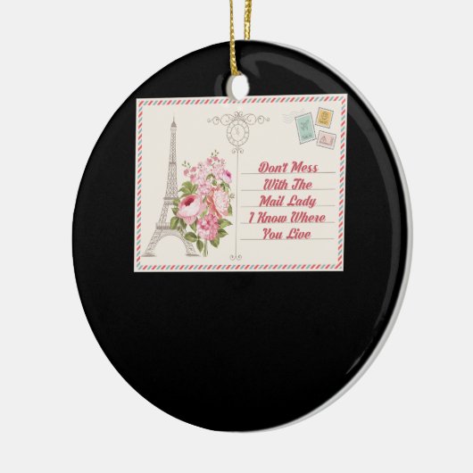 Dont Mess mit Mail Lady Carrier Postfrau Keramik Ornament (Links)