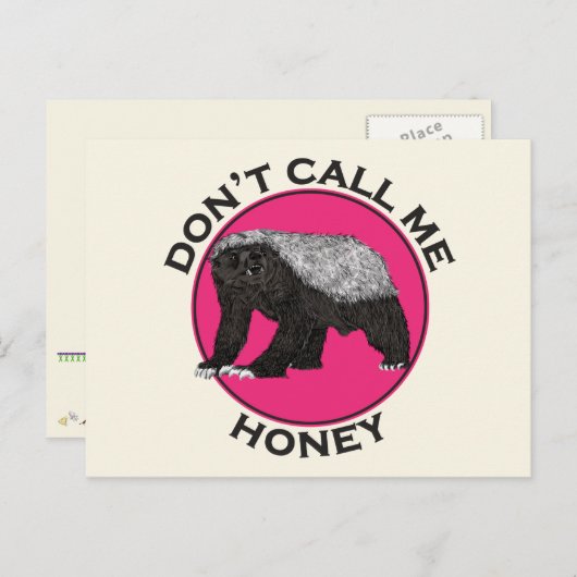 Dont nennt mich Honey Badger Badass Pink Feminist Postkarte (Vorne/Hinten)