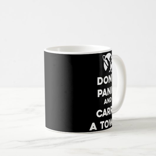 Don't Panic And Carry A Towel - Towel Day May 25th Kaffeetasse (VorderseiteRechts)