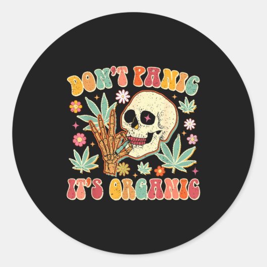 Don't Panic It's Organic Weed Skull  Runder Aufkleber (Vorderseite)