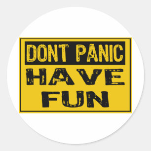 Dont Panic Sign - Happy - Gelb / Schwarz Runder Aufkleber