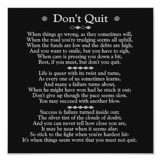 Don't Quit Poem 12 x 12 Fotodruck (Vorne)