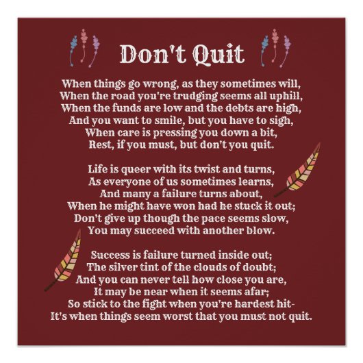 "Don't Quit Poem" - großer Plakatdruck Poster (Vorderseite)