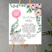 Don't say baby Elephant Pink Balloon Eucalyptus Poster