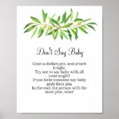 Don't say baby game olive branch sage greenery poster (Vorne)