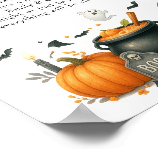 "Don't Say Baby" Halloween Baby Shower Game Poster (Ecke)