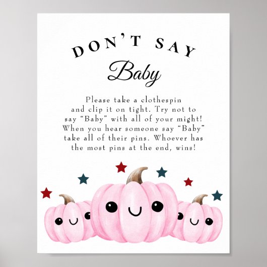 "Don't Say Baby" Halloween Baby Shower Game Poster (Vorne)