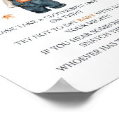 Dont Say Baby Sign Pumpkin Rustic Baby Dusche Poster (Ecke)