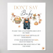 Dont Say Baby Sign Pumpkin Rustic Baby Dusche Poster (Vorne)
