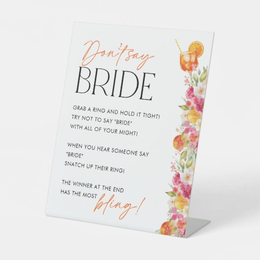 Don't Say Bride Brial Shower Game First Spritz Sockelschild (Vorderseite)