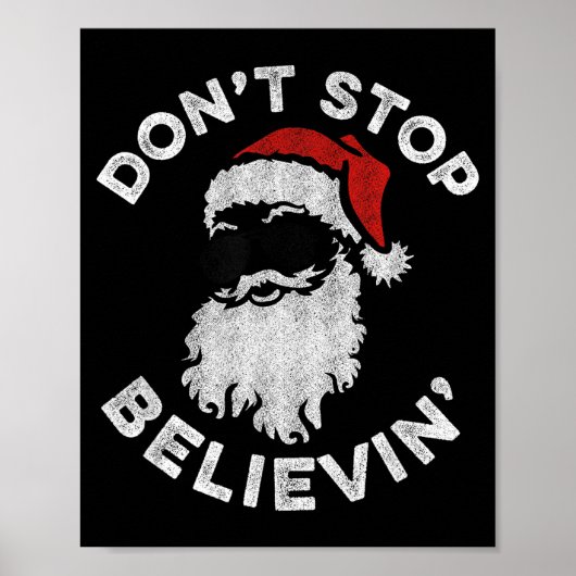 Don't Stop Believin' Cool Shades Santa Poster (Vorne)