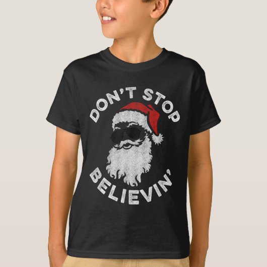Don't Stop Believin' Cool Shades Santa  T-Shirt (Vorderseite)