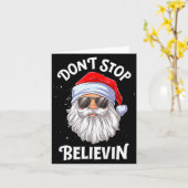 Dont Stop Believin Santa Christmas Boys Kids _1 Karte (Gelbe Blume)