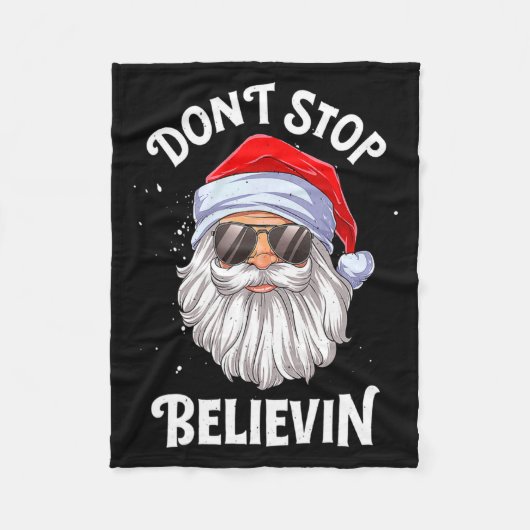 Dont Stop Believin Santa Funny Christmas Boys Kid Fleecedecke (Vorderseite)