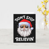 Dont Stop Believin Santa Funny Christmas Boys Kid Karte (Gelbe Blume)