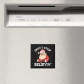 Don't Stop Believing Santa Funny Santa Claus Face Magnet (In Situ (Geschirrspüler))