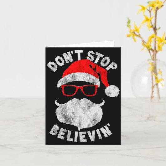 Don't Stop Believing Shades Santa Christmas Tee Lo Karte (Gelbe Blume)