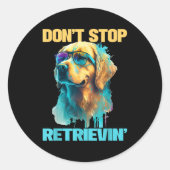 Don't Stop Retrievin - Retro Golden Retriever Dog Runder Aufkleber (Vorderseite)