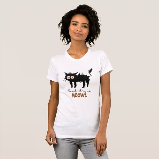 Don't Stress Meowt - Funny Black Cat Quote Design T-Shirt (Vorne ganz)