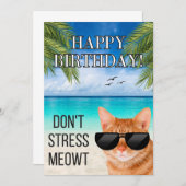 Dont Stress Meowt Funny Tabby Cat Happy Birthday (Vorne/Hinten)