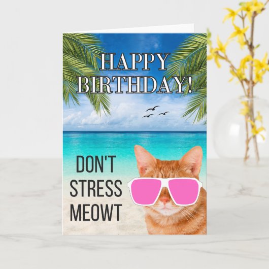 Dont Stress Meowt Funny Tabby Cat Happy Birthday Karte (Gelbe Blume)