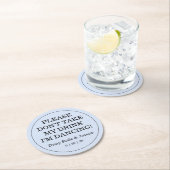 Don't Take My Drink Solid Blue Wedding Runder Pappuntersetzer (Vor Ort)