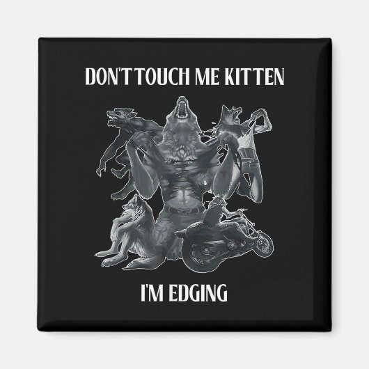 Don't Touch Me Kitten I'm Edging Wolfs Design Magnet (Vorne)