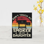 Don't Touch My Smoker Or My Daughter Retro Bbq Gri Karte (Gelbe Blume)