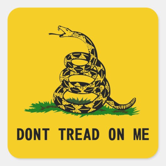 dont tread flag usa symbol snake america history p quadratischer aufkleber (Vorderseite)