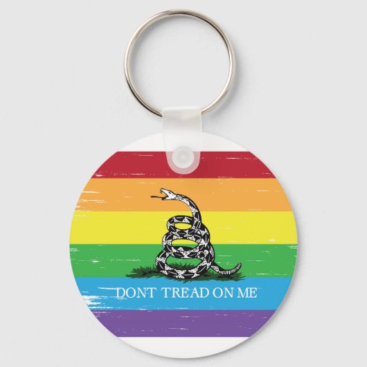 Don't tread on me Gadsden flag LGBT Rainbow grunge Schlüsselanhänger (Vorderseite)